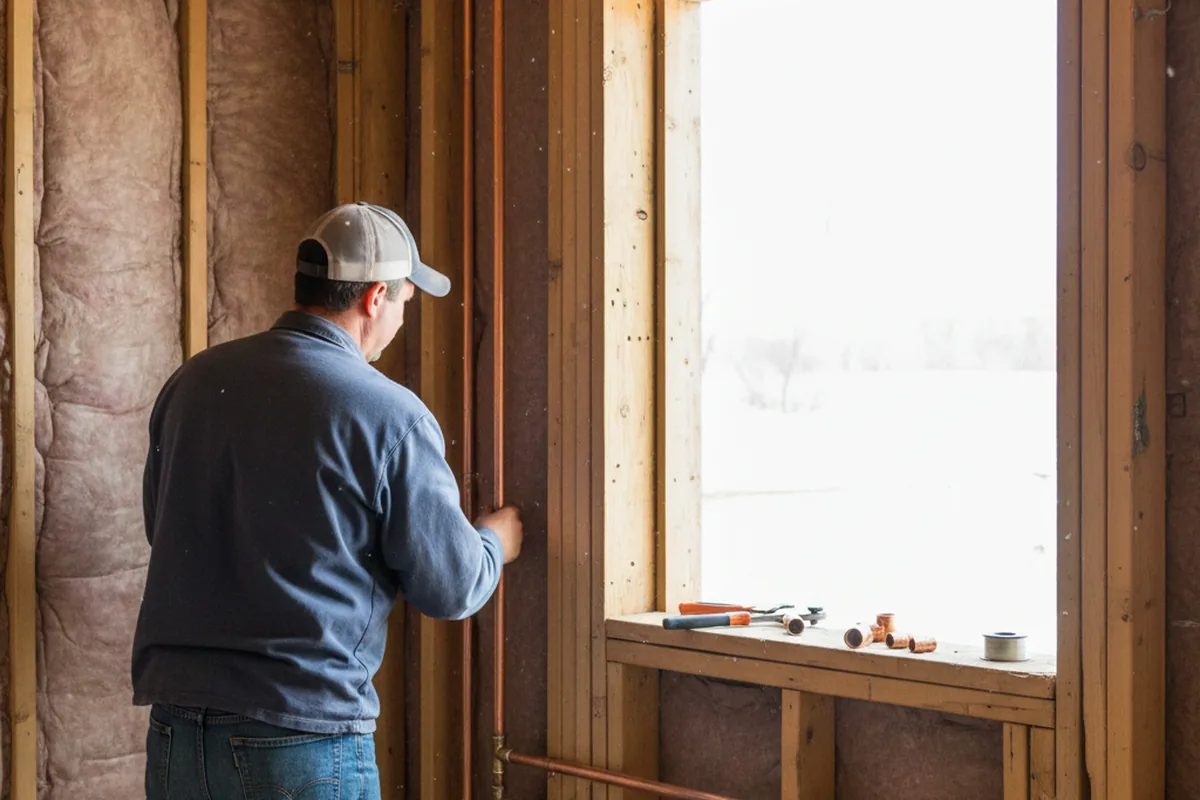 Licensed plumber running new copper supply lines in a Canajoharie home